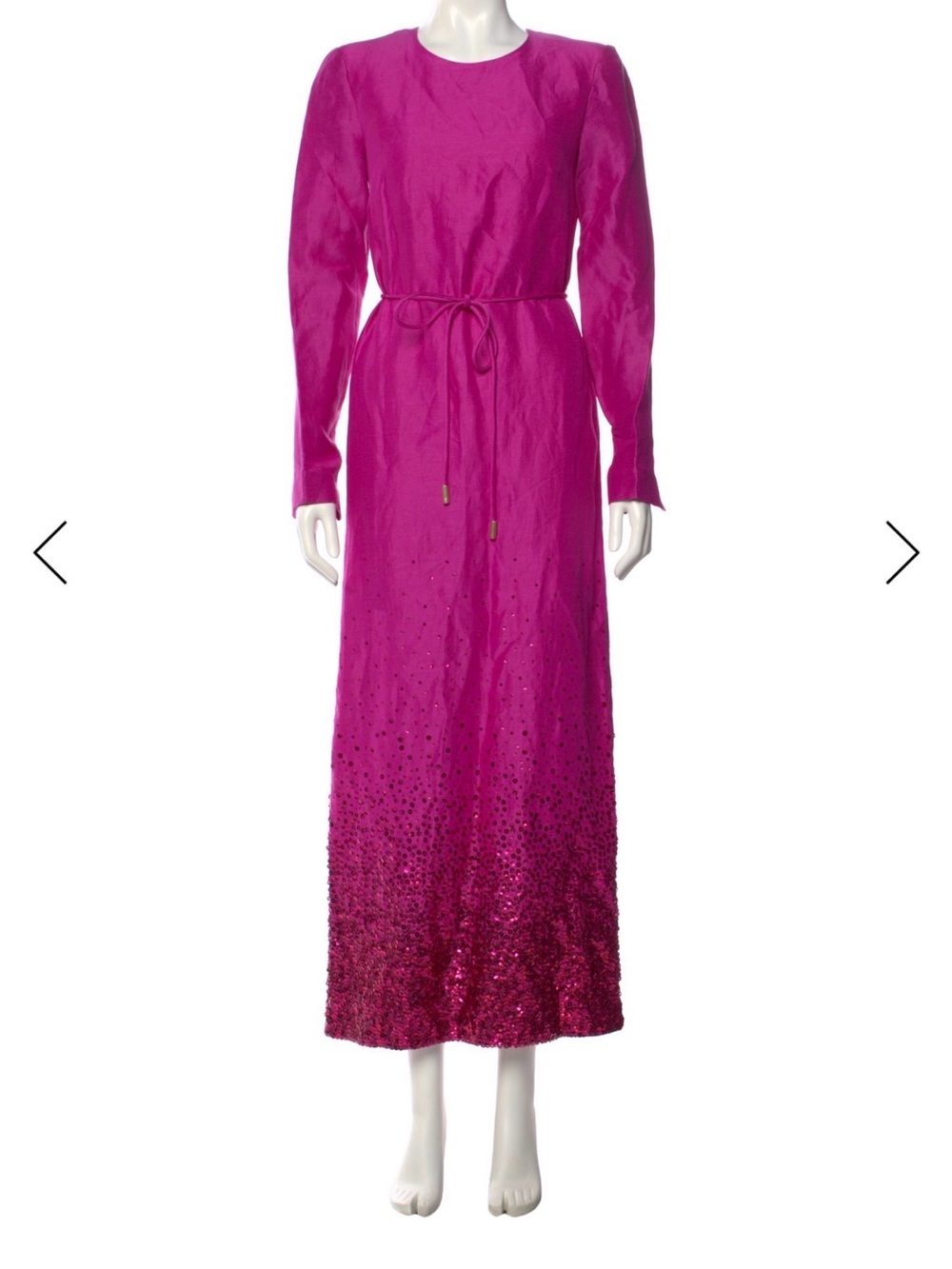 Aje Fuchsia Long-Sleeve Sequin Hem Maxi Dress